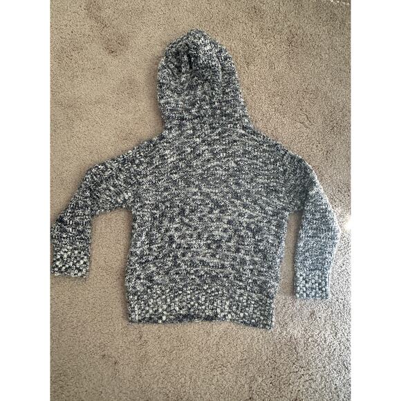 Cat & Jack blue/gray marled hooded sweater top with plaid hood, size 5T - Picture 2 of 5